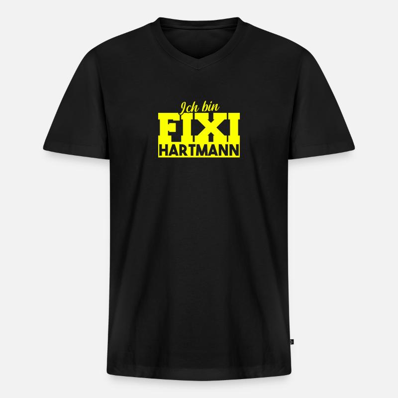 Fixi Hartmann - Männer Premium Bio T-Shirt mit V-Ausschnitt - Schwarz