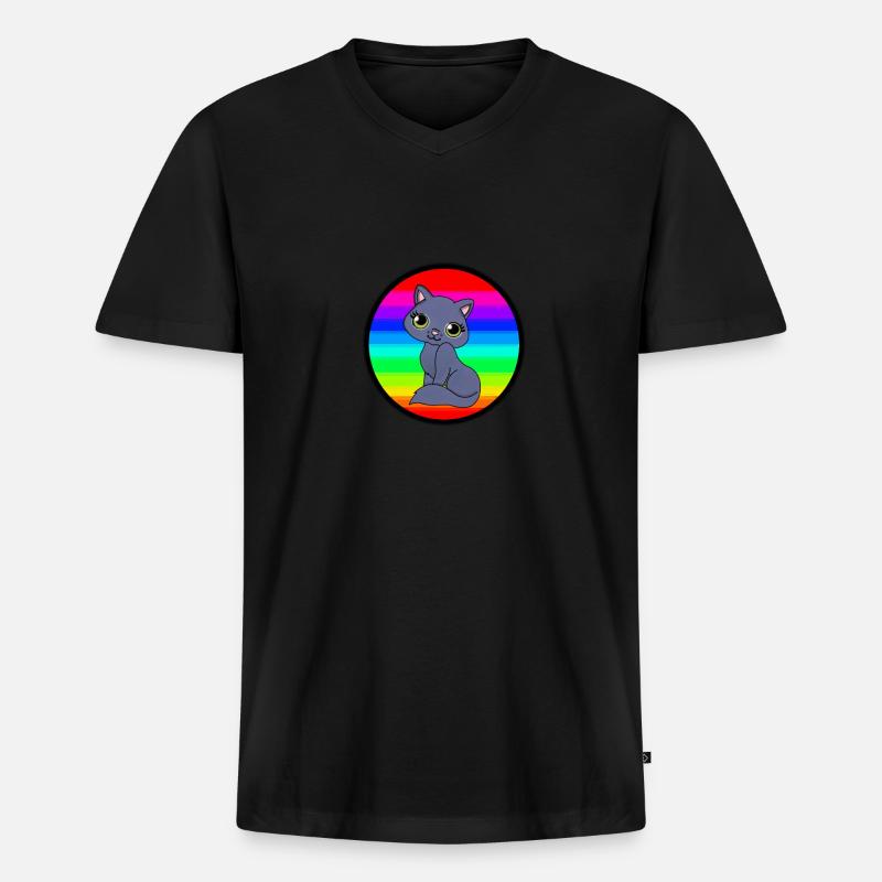 Katze im coolen Hintergrund - Männer Premium Bio T-Shirt mit V-Ausschnitt - Schwarz