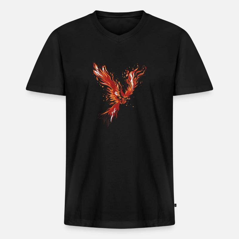 Brennender Phönix - Männer Premium Bio T-Shirt mit V-Ausschnitt - Schwarz