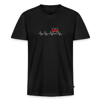Schwarzwälder Schwarzwaldmädel Bollenhut Damen - Männer Premium Bio T-Shirt mit V-Ausschnitt - Schwarz - Vorne - Nico (187cm)