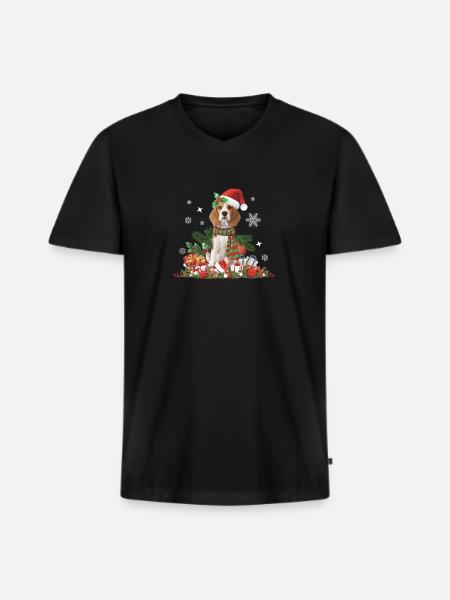 Beagle Christmas - Men's Premium Organic T-shirt with V-neck - black