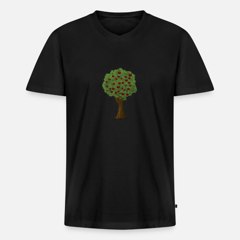 Apfelbaum Apfelpflücksaison Apfelgarten - Männer Premium Bio T-Shirt mit V-Ausschnitt - Schwarz