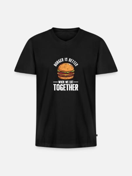 Funny fast food burger hamburger cheeseburger - Men's Premium Organic T-shirt with V-neck - black