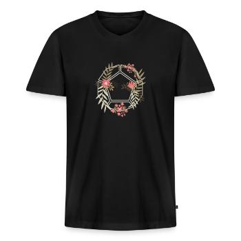 D20 Dice Flowers Girl Tabletop Gaming RPG Role - Männer Premium Bio T-Shirt mit V-Ausschnitt - Schwarz - Vorne - Nico (187cm)