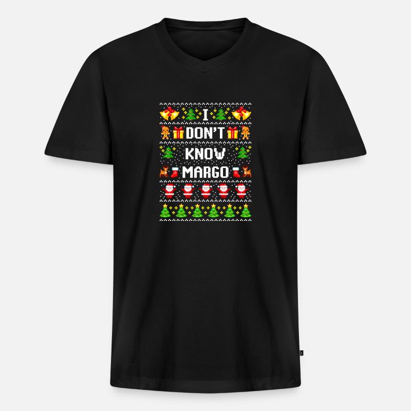 Weihnachts Margo hässlicher Pullover - Männer Premium Bio T-Shirt mit V-Ausschnitt - Schwarz