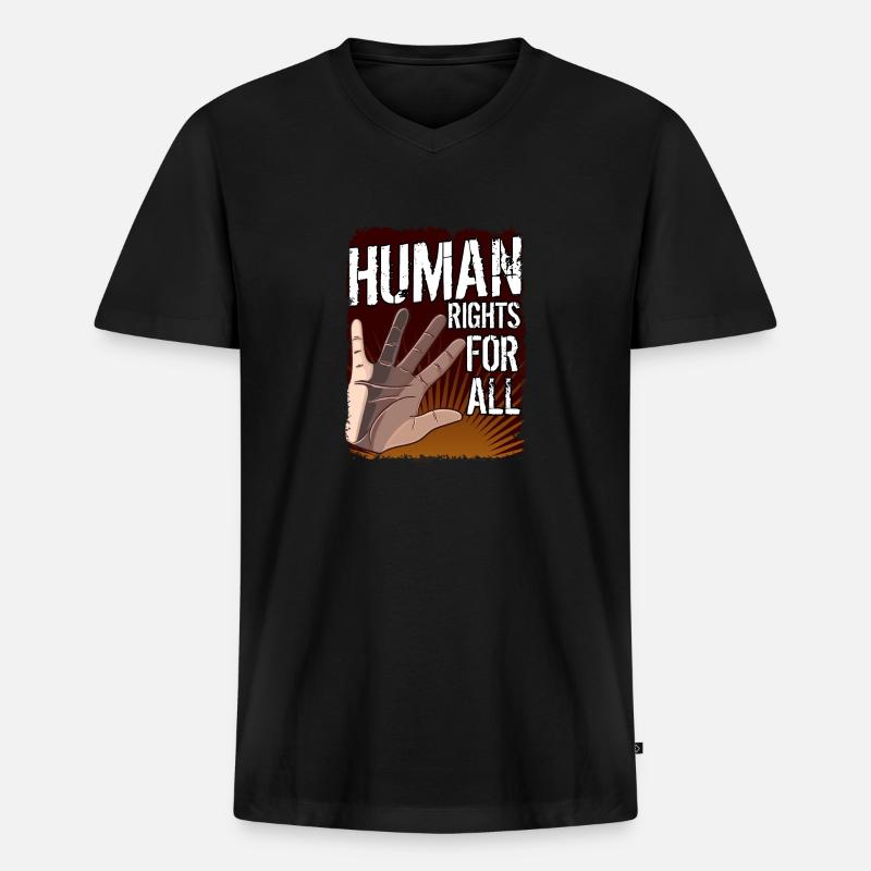 Human Rights - Geschenk - Männer Premium Bio T-Shirt mit V-Ausschnitt - Schwarz
