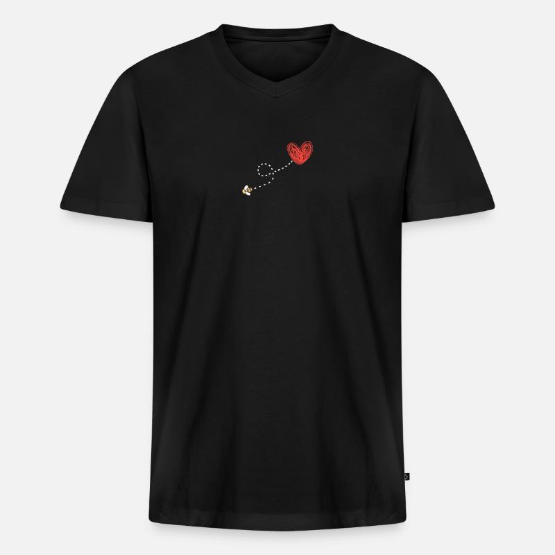 Bienen Imker Herz Geschenkidee - Männer Premium Bio T-Shirt mit V-Ausschnitt - Schwarz