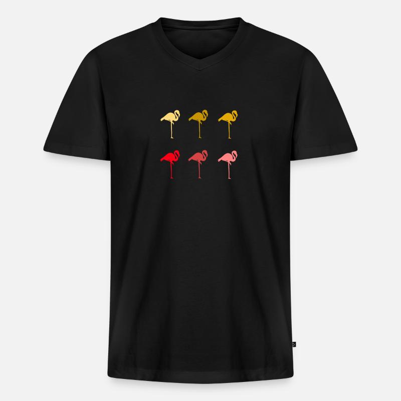 Flamingo Bunt Farbenfroh - Männer Premium Bio T-Shirt mit V-Ausschnitt - Schwarz