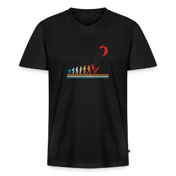 Retro Evolution Kite Surfing Funny Kite Boarding - Männer Premium Bio T-Shirt mit V-Ausschnitt - Schwarz - Vorne - Nico (187cm)