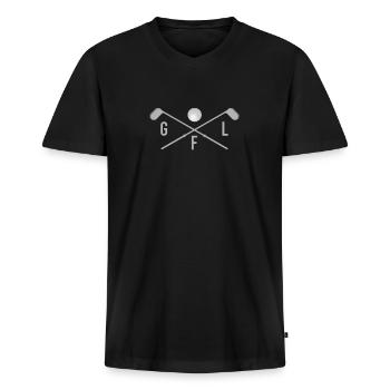 Golf Golfschläger Golfball - Männer Premium Bio T-Shirt mit V-Ausschnitt - Schwarz - Vorne - Nico (187cm)