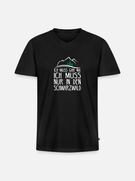 Schwarzwald Wandern Wald Geschenkidee - Männer Premium Bio T-Shirt mit V-Ausschnitt - Schwarz