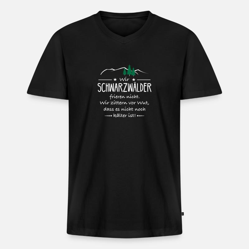 Schwarzwald Wandern Wald Geschenkidee - Männer Premium Bio T-Shirt mit V-Ausschnitt - Schwarz