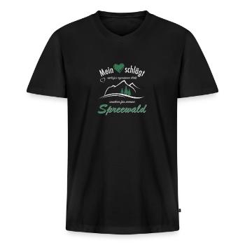 Spreewald Brandenburg Wald Wandern Geschenkidee - Männer Premium Bio T-Shirt mit V-Ausschnitt - Schwarz - Vorne - Nico (187cm)