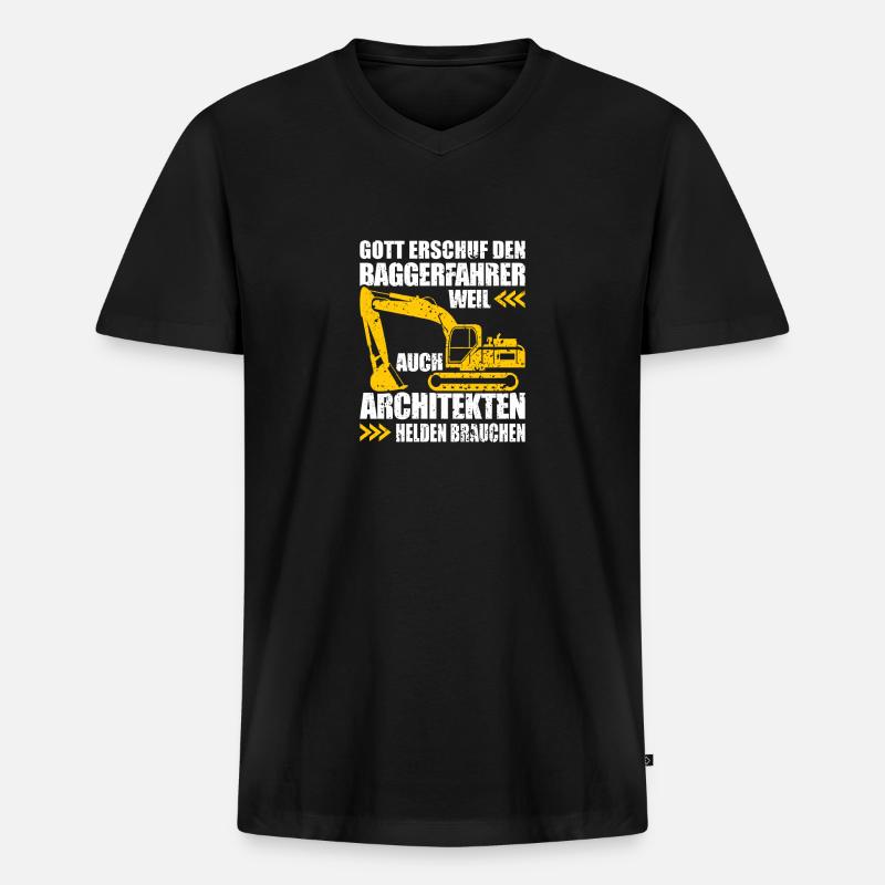 Baggerfahrer Geschenk Lustiger Spruch Bagger - Männer Premium Bio T-Shirt mit V-Ausschnitt - Schwarz