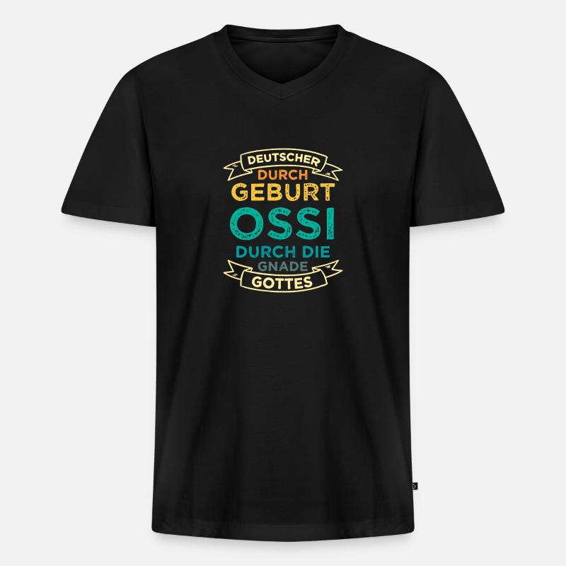 DDR Ostdeutschland Ossi Spruch Geschenk - Männer Premium Bio T-Shirt mit V-Ausschnitt - Schwarz