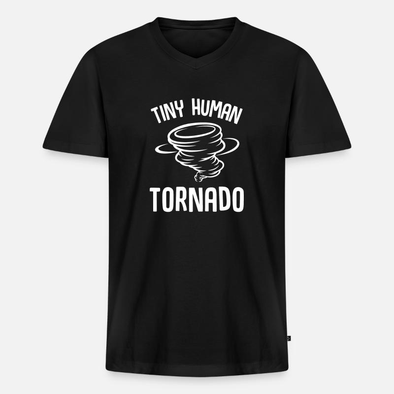 Tiny Human Tornado - Männer Premium Bio T-Shirt mit V-Ausschnitt - Schwarz