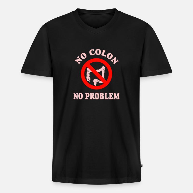 Kein Colon Kein Problem - Männer Premium Bio T-Shirt mit V-Ausschnitt - Schwarz