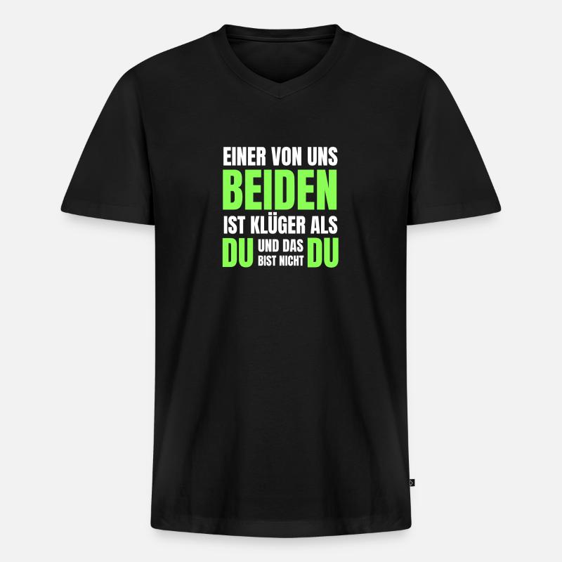 Klüger - Männer Premium Bio T-Shirt mit V-Ausschnitt - Schwarz