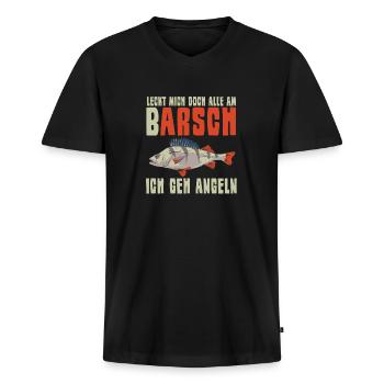 Va te faire foutre pêche - T-shirt encolure en V Premium bio Homme - noir - Devant - Nico (187cm)