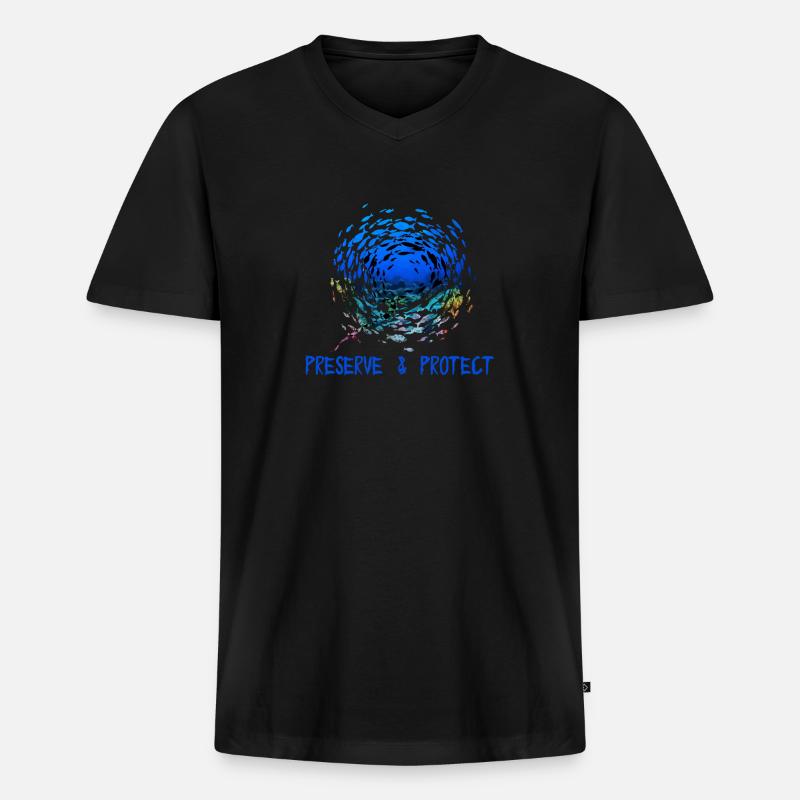Preserve Protect Umweltschutz Klimaschutz Rochen - Männer Premium Bio T-Shirt mit V-Ausschnitt - Schwarz