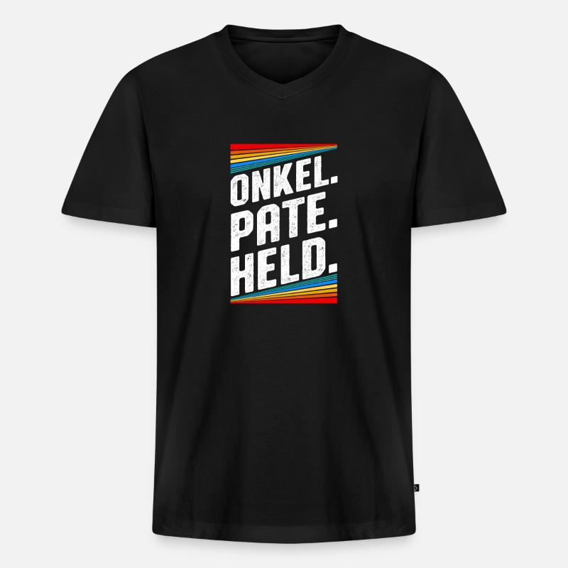 Onkel Pate Held - Männer Premium Bio T-Shirt mit V-Ausschnitt - Schwarz
