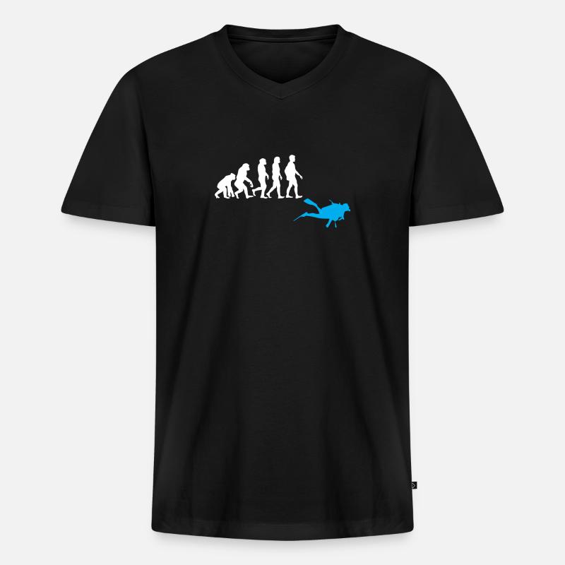 Tauchen Evolution - Männer Premium Bio T-Shirt mit V-Ausschnitt - Schwarz