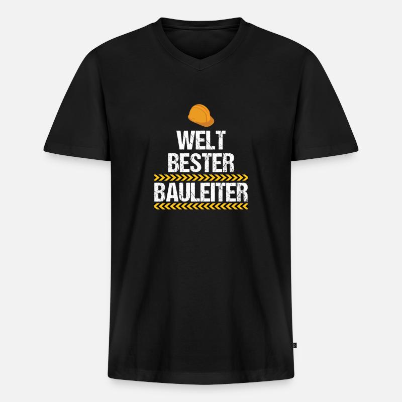Welt bester Bauleiter - Männer Premium Bio T-Shirt mit V-Ausschnitt - Schwarz