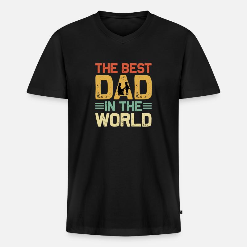 Bester Vater der Welt - Männer Premium Bio T-Shirt mit V-Ausschnitt - Schwarz
