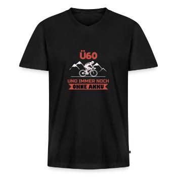 Ü60 Radsport Fahrrad Lustiges Anti Ebike Shirt - Männer Premium Bio T-Shirt mit V-Ausschnitt - Schwarz - Vorne - Nico (187cm)