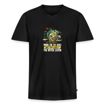 D20 Jeu de rôle cadeau pour un donon - T-shirt encolure en V Premium bio Homme - noir - Devant - Nico (187cm)