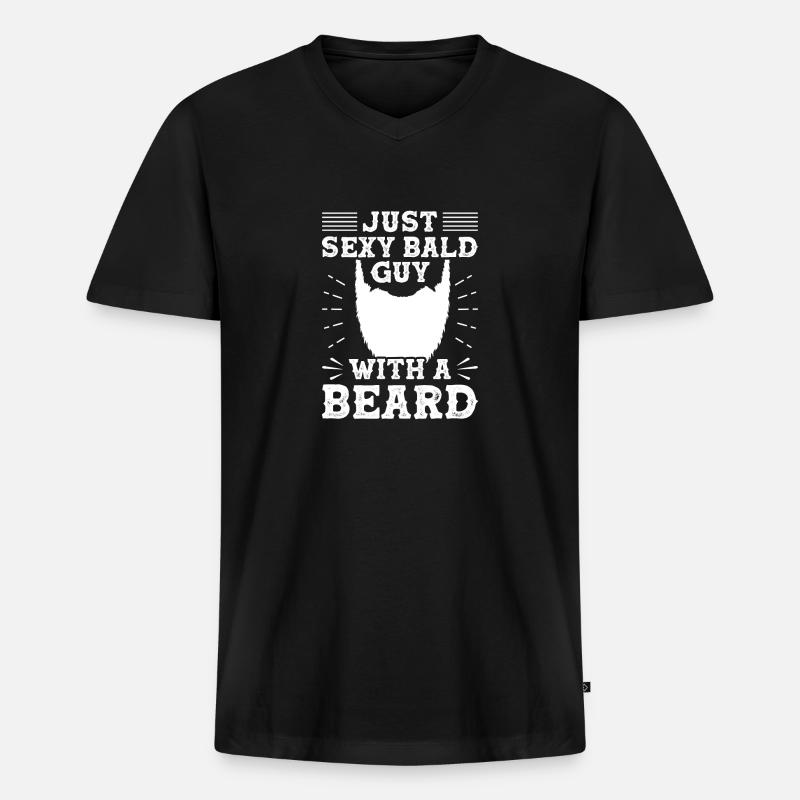 Bärtiger Glatzkopf - Männer Premium Bio T-Shirt mit V-Ausschnitt - Schwarz