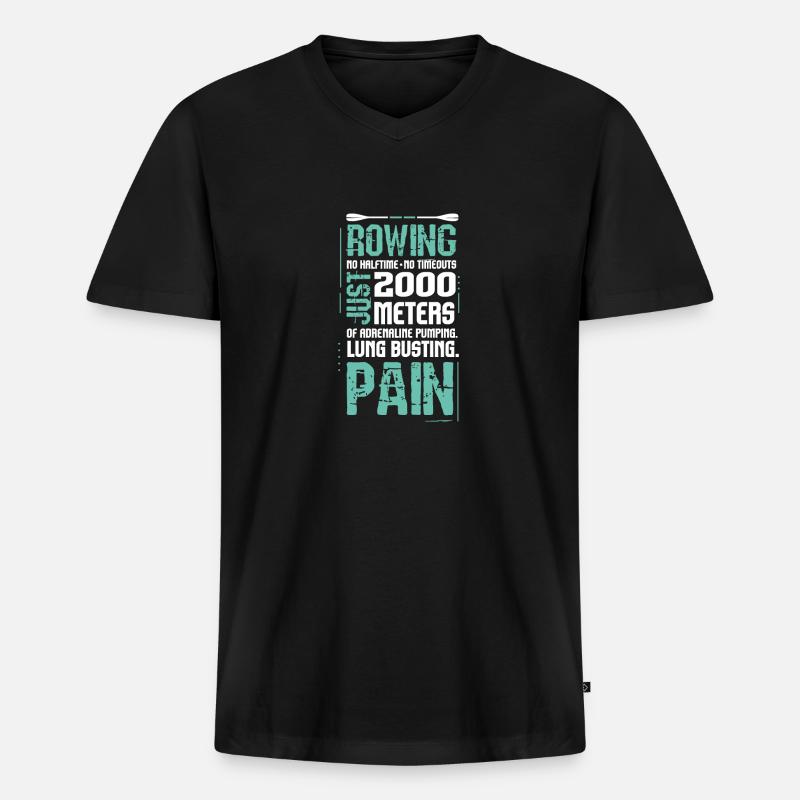 No Halftime No Timeouts Rowing - Männer Premium Bio T-Shirt mit V-Ausschnitt - Schwarz