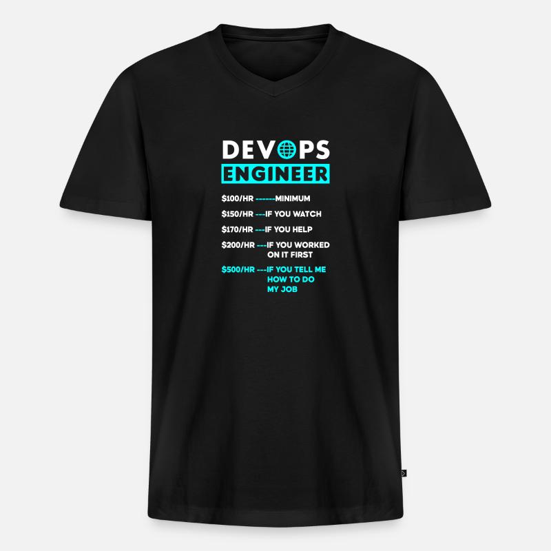 DevOps Ingenieur Cloud Computing Stundensatz - Männer Premium Bio T-Shirt mit V-Ausschnitt - Schwarz