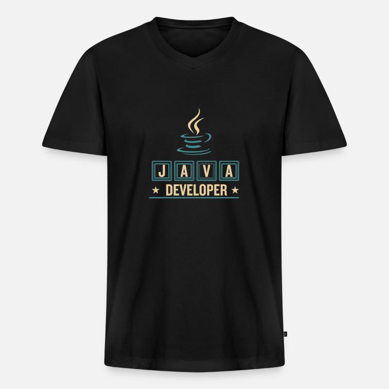 Java Developer Coffee Kaffee - Men's Premium Organic T-shirt with V-neck - black