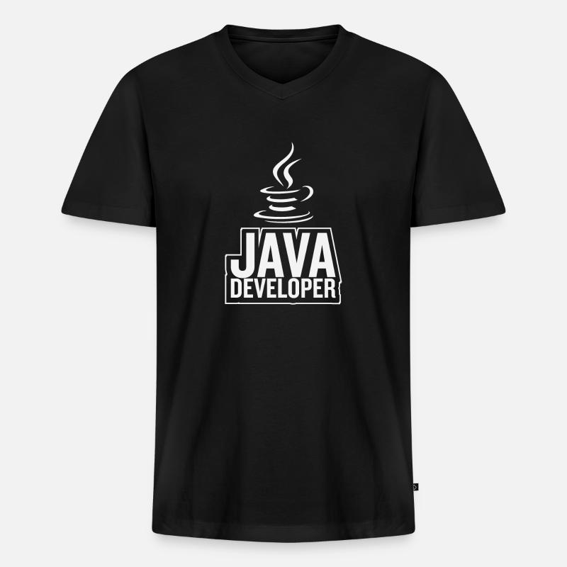 Java Developer Coffee Kaffee - Men's Premium Organic T-shirt with V-neck - black
