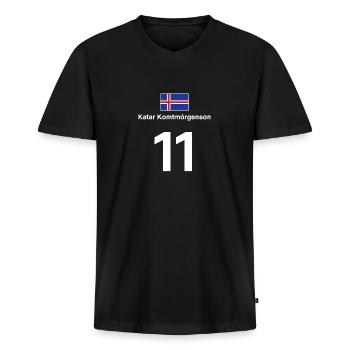 Island Sauf Trikot Fußball Saufen T-Shirt - Männer Premium Bio T-Shirt mit V-Ausschnitt - Schwarz - Vorne - Nico (187cm)
