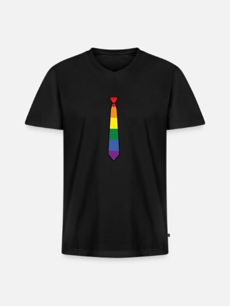 Tie Gay Pride Rainbow Wedding Gift - Men's Premium Organic T-shirt with V-neck - black