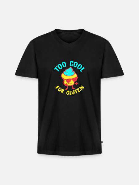 Too Cool For Gluten - Gluten-free saying - Men's Premium Organic T-shirt with V-neck - black
