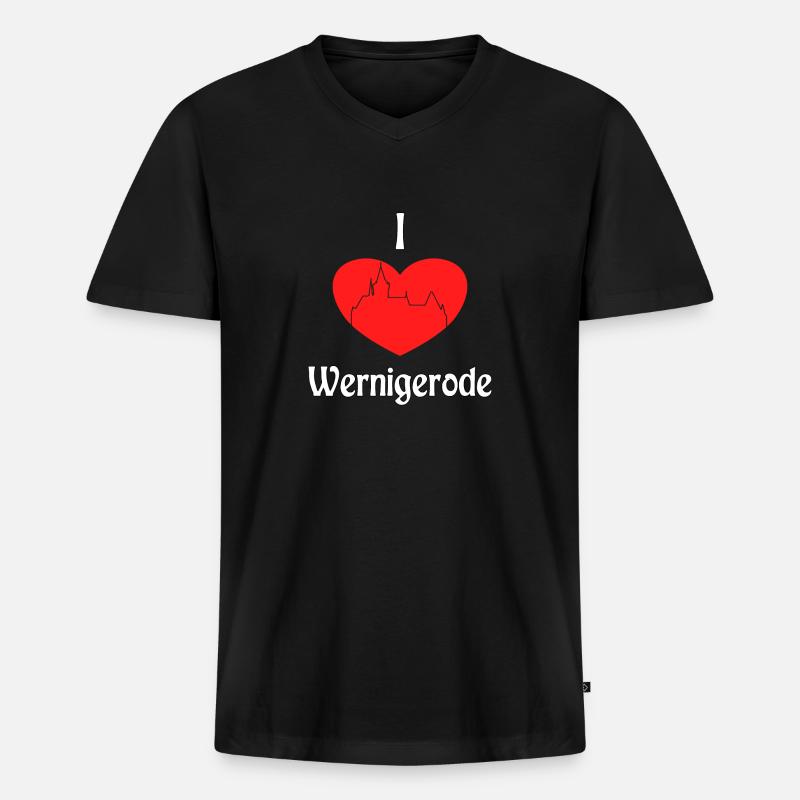 I Herz Wernigerode - Männer Premium Bio T-Shirt mit V-Ausschnitt - Schwarz