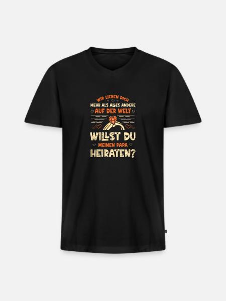 Heiratsantrag Stiefvater - Männer Premium Bio T-Shirt mit V-Ausschnitt - Schwarz