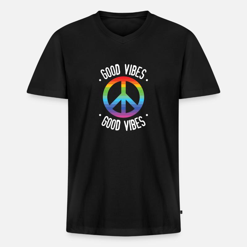 Good Vibes - Männer Premium Bio T-Shirt mit V-Ausschnitt - Schwarz