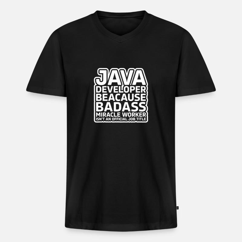 Java Developer Badass - Männer Premium Bio T-Shirt mit V-Ausschnitt - Schwarz