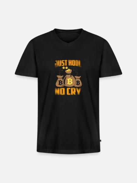 Juste Hodl No Cry Bitcoin - T-shirt encolure en V Premium bio Homme - noir