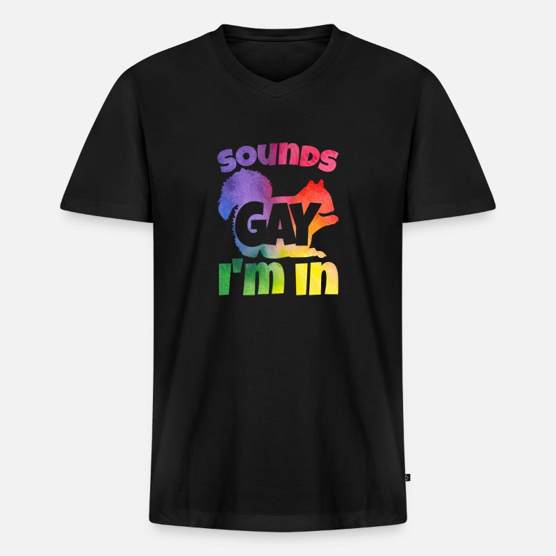 Eichhörnchen und ein Regenbogen - Männer Premium Bio T-Shirt mit V-Ausschnitt - Schwarz