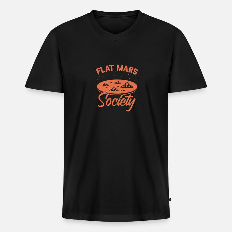 Flat Mars Society - Männer Premium Bio T-Shirt mit V-Ausschnitt - Schwarz
