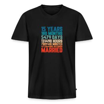 15 Jahre verheiratet Hochzeit Ehe Spruch Geschenk - Männer Premium Bio T-Shirt mit V-Ausschnitt - Schwarz - Vorne - Nico (187cm)