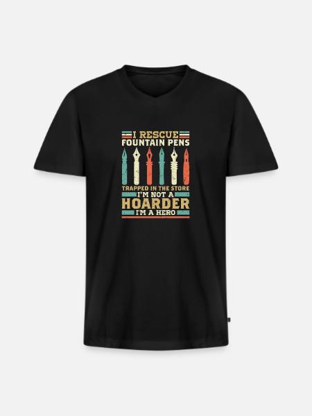 Collector Pens Ink Fountain Pen Collector Gesch - Men's Premium Organic T-shirt with V-neck - black