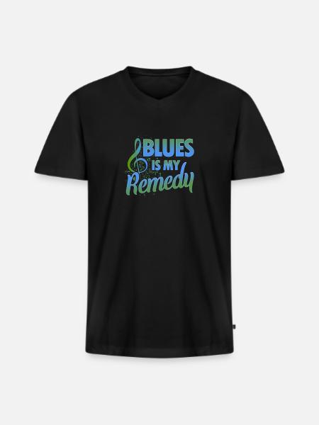 Blues is my Remedy - Men's Premium Organic T-shirt with V-neck - black