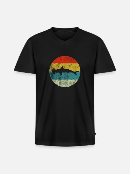 Hammerhai - Männer Premium Bio T-Shirt mit V-Ausschnitt - Schwarz