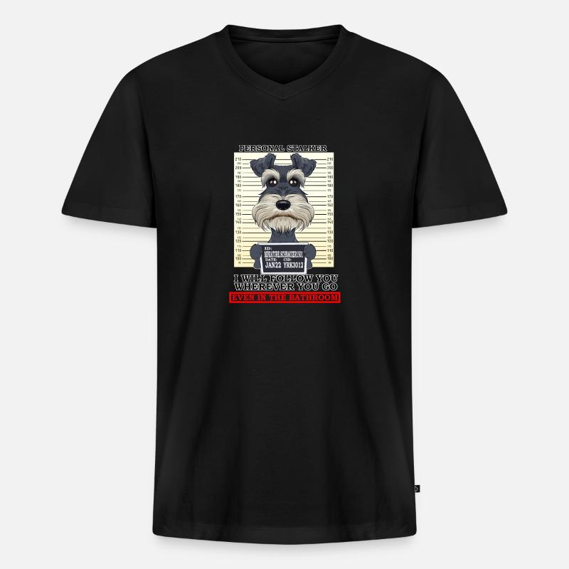 Personal Stalker Miniature Schnauzer - Männer Premium Bio T-Shirt mit V-Ausschnitt - Schwarz